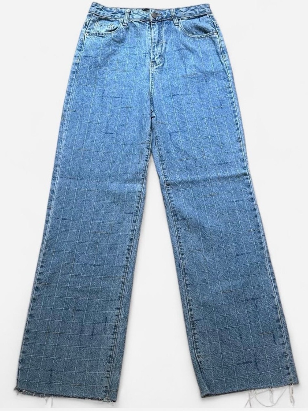 Cider Grid Pattern High-Rise Jeans